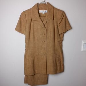 Oscar de la Renta tan wide leg pantsuit, size 10